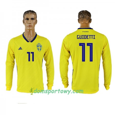 Koszulka Szwecja Guidetti 11 Domowe Koszulki Piłkarskie Mistrzostwa Świata 2018 Długi Rękaw